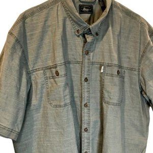 G.H. Bass Men's XXL Grey Short Sleeve Button Down Chambray Shirt